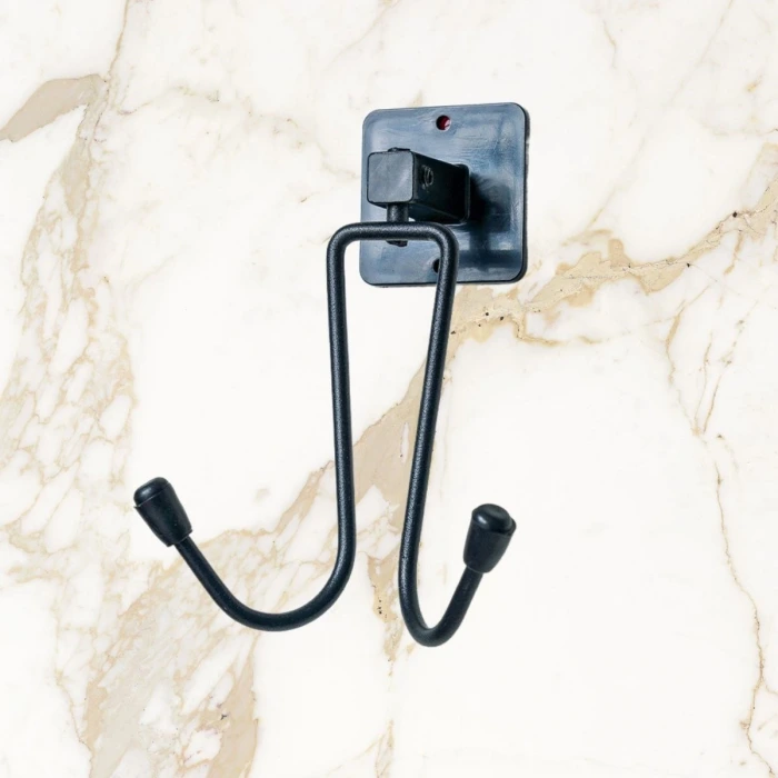 İpek Yıldızı® Kendiliğinden Yapışkanlı Siyah Paslanmaz Metal Bornoz ve Havlu Askılığı