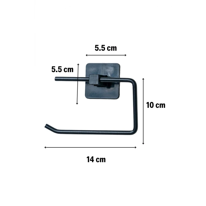 İpek Yıldızı® Kendiliğinden Yapışkanlı Siyah Paslanmaz Metal Kapaksız Tuvalet Kağıtlığı Aparatı
