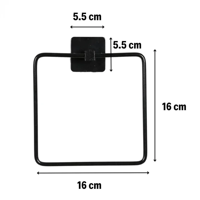İpek Yıldızı® Kendiliğinden Yapışkanlı Siyah Paslanmaz Metal Kare Havluluk