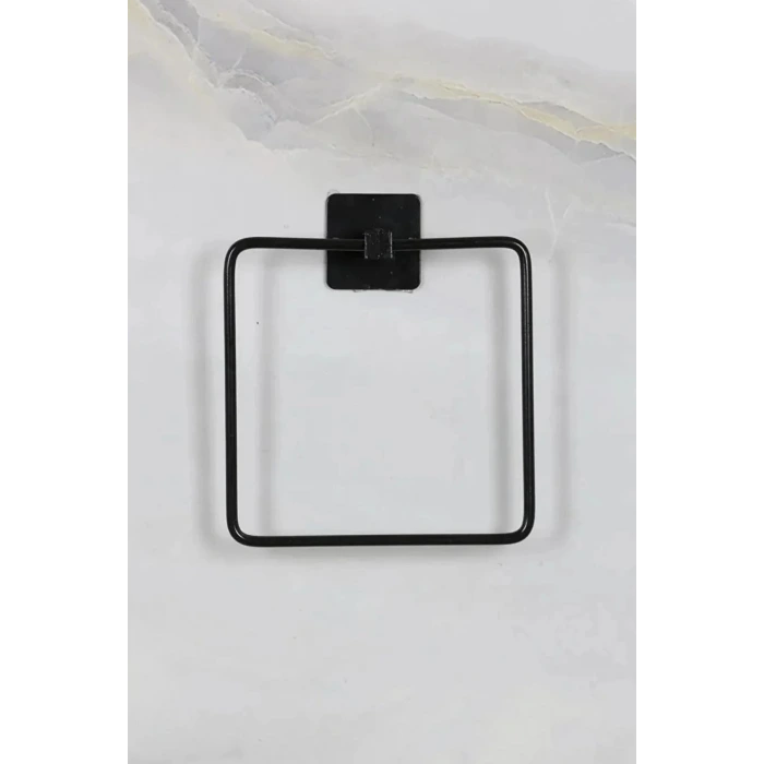 İpek Yıldızı® Kendiliğinden Yapışkanlı Siyah Paslanmaz Metal Kare Havluluk