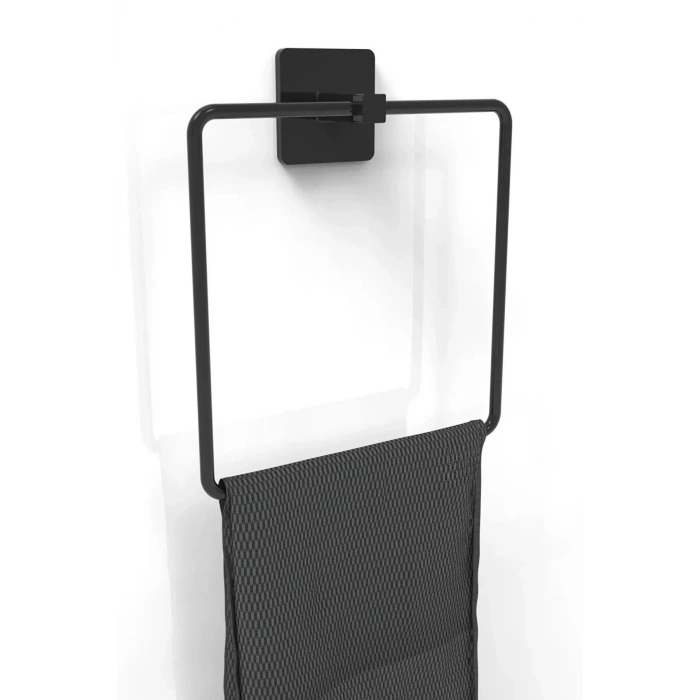 İpek Yıldızı® Kendiliğinden Yapışkanlı Siyah Paslanmaz Metal Kare Havluluk