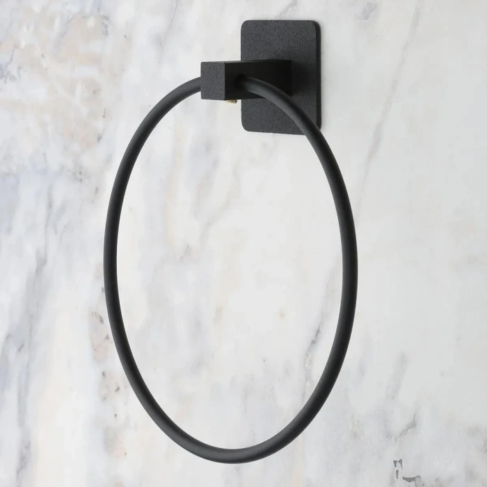 İpek Yıldızı® Kendiliğinden Yapışkanlı Siyah Paslanmaz Metal Yuvarlak Havluluk