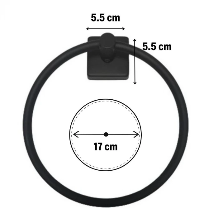 İpek Yıldızı® Kendiliğinden Yapışkanlı Siyah Paslanmaz Metal Yuvarlak Havluluk