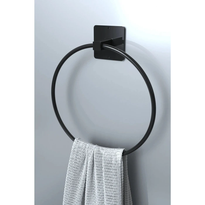 İpek Yıldızı® Kendiliğinden Yapışkanlı Siyah Paslanmaz Metal Yuvarlak Havluluk