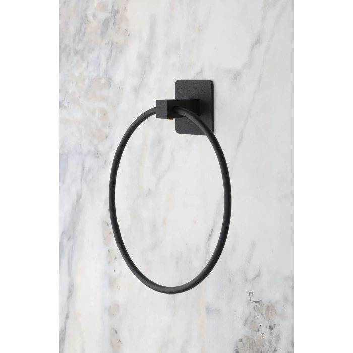 İpek Yıldızı® Kendiliğinden Yapışkanlı Siyah Paslanmaz Metal Yuvarlak Havluluk