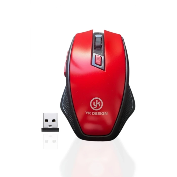 İpek Yıldızı® Kırmızı Renkli Baş Parmak Destekli Ergonomik Sessiz Kablosuz Mouse – USB Alıcılı, Ofis ve Oyun İçin Konforlu Bilgisayar Faresi MS6300
