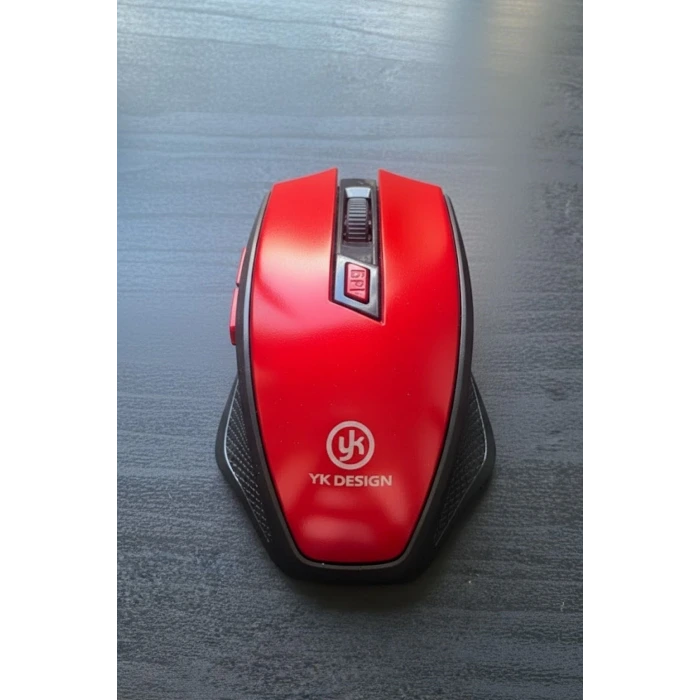 İpek Yıldızı® Kırmızı Renkli Baş Parmak Destekli Ergonomik Sessiz Kablosuz Mouse – USB Alıcılı, Ofis ve Oyun İçin Konforlu Bilgisayar Faresi MS6300