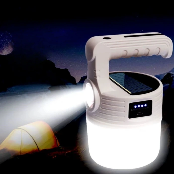 İpek Yıldızı® LED Güneş Enerjili Kamp Lambası–2000 Lümen Süper Parlak, 5 Aydınlatma Modlu,USB ile Şarj Edilebilir Dış Mekan,Asılabilir Torch El Feneri