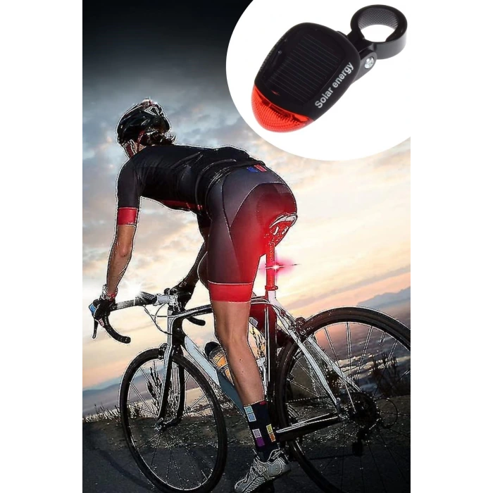 İpek Yıldızı® LED Güneş Enerjisi ile Şarj Edilebilir Bisiklet Kuyruk Lambası Solar Bisiklet Lambası