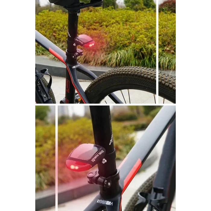 İpek Yıldızı® LED Güneş Enerjisi ile Şarj Edilebilir Bisiklet Kuyruk Lambası Solar Bisiklet Lambası