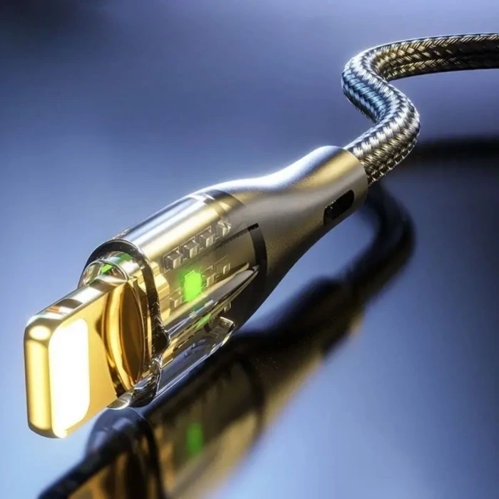 İpek Yıldızı® Led Işık Uçlu Sağlam İp Kablolu USB to Lightning Hızlı Şarj Kablosu