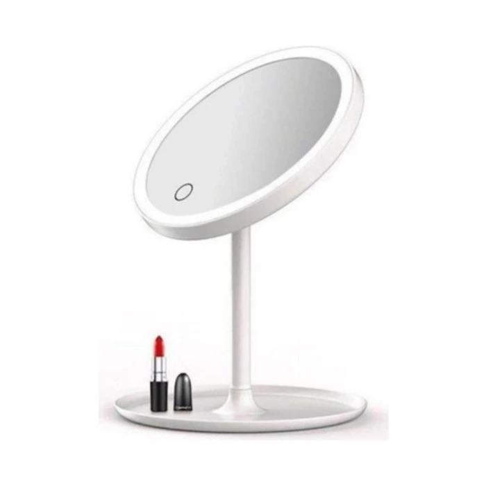 İpek Yıldızı® LED Işıklı Yuvarlak Makyaj Aynası – Dokunmatik Ayarlanabilir Işık Tonlu, 360° Döner Masaüstü Profesyonel Makyaj ve Cilt Bakım Aynası