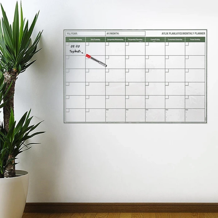 İpek Yıldızı® Manyetik Yapışkanlı Bir Aylık Program Planlayıcı Takvim 85x56 cm