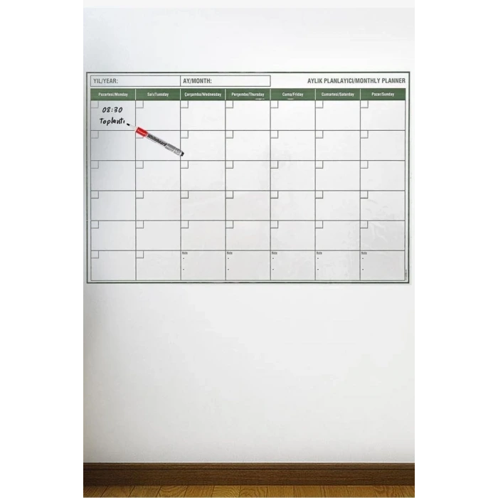 İpek Yıldızı® Manyetik Yapışkanlı Bir Aylık Program Planlayıcı Takvim 85x56 cm