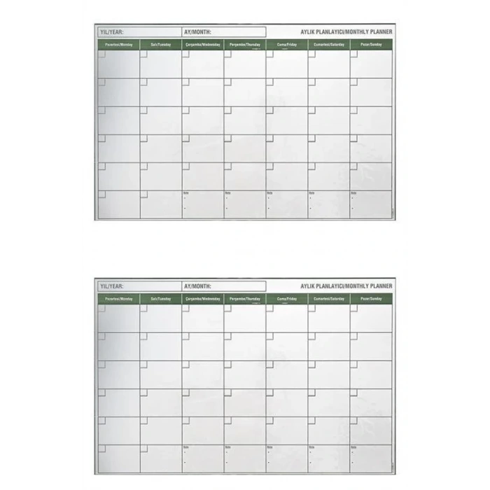 İpek Yıldızı® Manyetik Yapışkanlı Bir Aylık Program Planlayıcı Takvim 85x56 cm