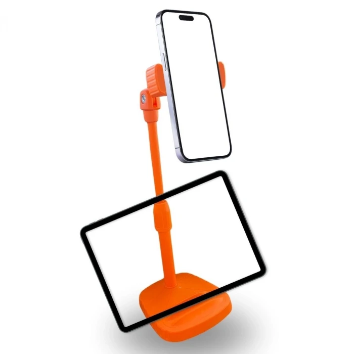 İpek Yıldızı® Masa Üstü Tablet ve Telefon Tutucu Plastik Aparat Turuncu Telefon Standı