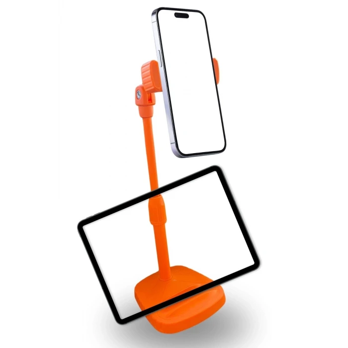 İpek Yıldızı® Masa Üstü Tablet ve Telefon Tutucu Plastik Aparat Turuncu Telefon Standı
