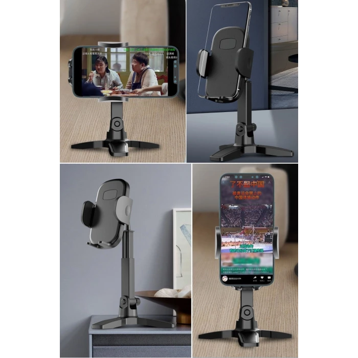 İpek Yıldızı® Masaüstü Telefon Standı 360 Derece Dönebilen Başlıklı Ayaklı Telefon Tripodu