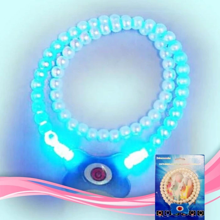İpek Yıldızı® Mavi Renk Neon Led Işıklı Kedi Köpek Kolyesi (18,5 cm)