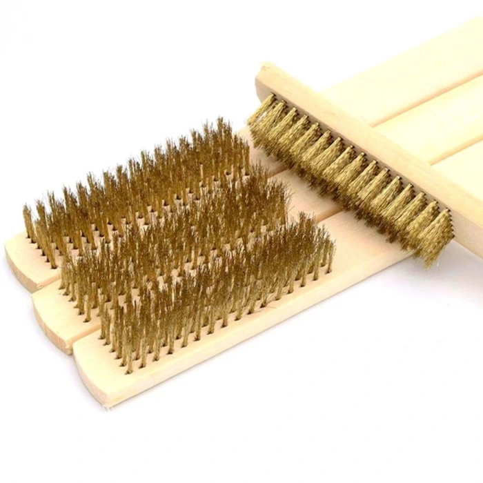 İpek Yıldızı® Metal Telli Fırça Ahşap Saplı Pas Kir Sökme Temizleme Fırçası