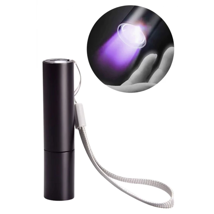 İpek Yıldızı® Mini Cep Boy USB İle Şarj Olan Oje Kurutucu Sahte Para Kontol LED UV Mor Işık El Feneri