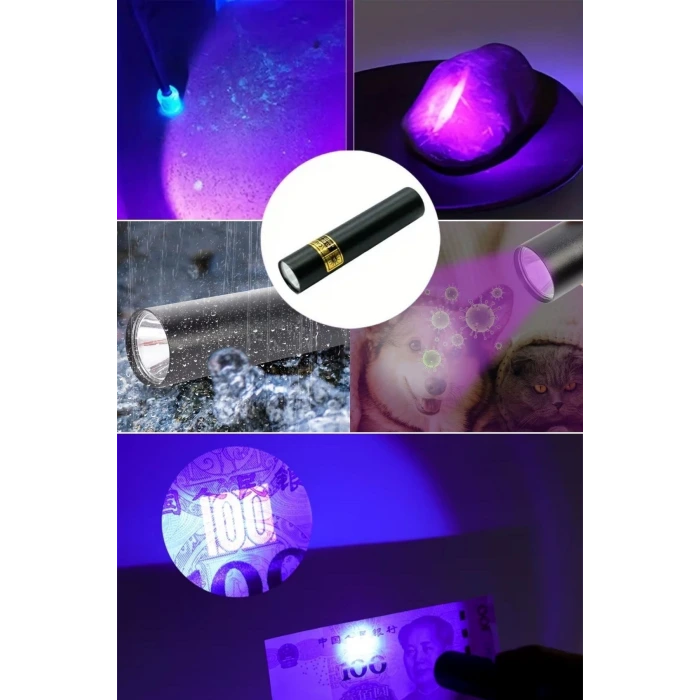 İpek Yıldızı® Mini Cep Boy USB İle Şarj Olan Oje Kurutucu Sahte Para Kontol LED UV Mor Işık El Feneri