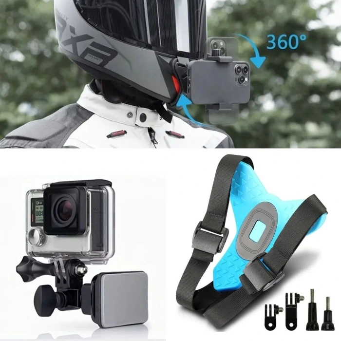 İpek Yıldızı® Motorsiklet Kask Önü Takılan Telefon Tutucu Aksiyon Kamerası Takılabilen Aparat