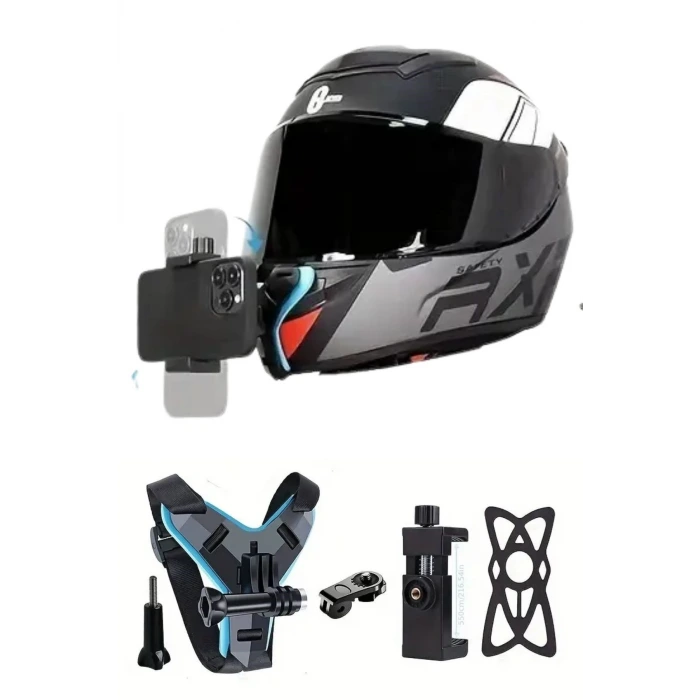 İpek Yıldızı® Motorsiklet Kask Önü Takılan Telefon Tutucu Aksiyon Kamerası Takılabilen Aparat
