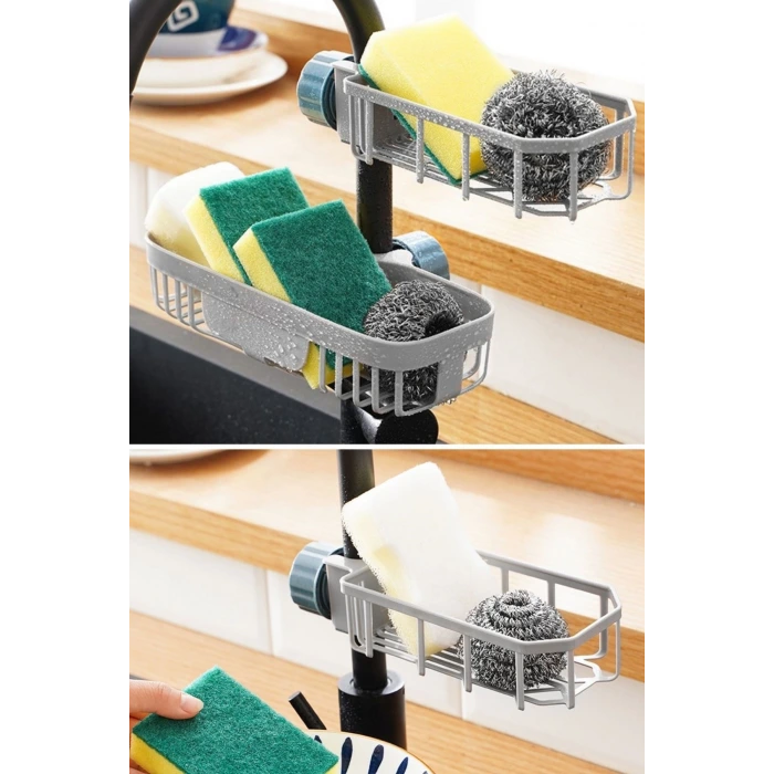 İpek Yıldızı® Musluk Kenarı Plastik Süngerlik Sabunluk Mutfak Düzenleyici Sünger Sabun Mutfak Organizeri