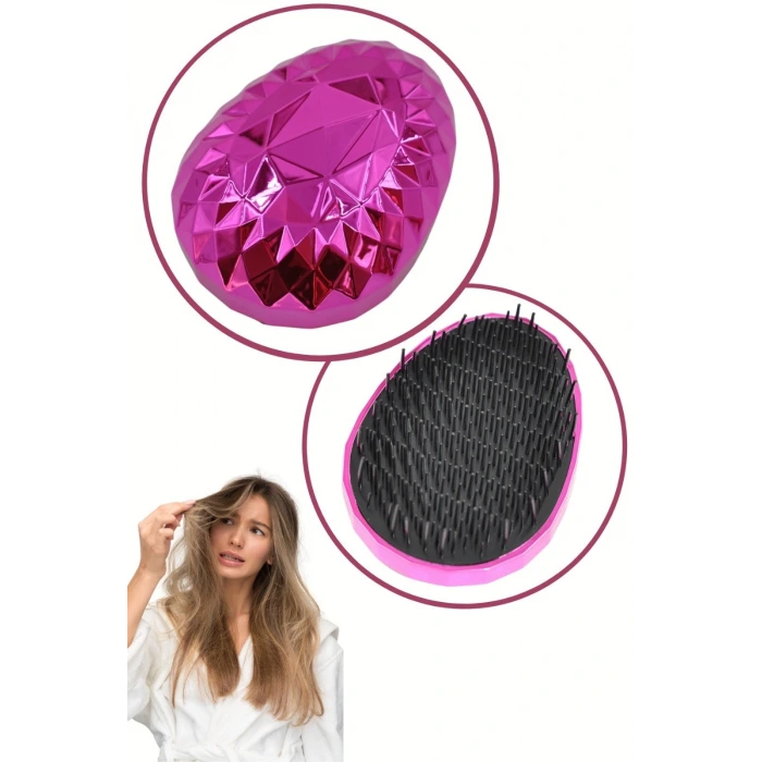 İpek Yıldızı® Neon Pembe Düzleştirici Tarak Geniş AralıklıHer Saç Tipine Uygun Fırçalı Saç Düzleştirici