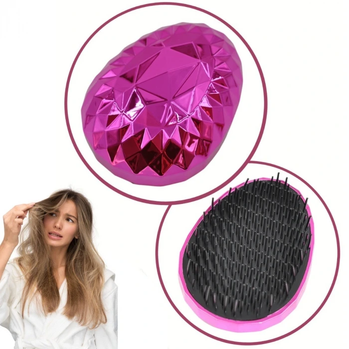 İpek Yıldızı® Neon Pembe Düzleştirici Tarak Geniş AralıklıHer Saç Tipine Uygun Fırçalı Saç Düzleştirici