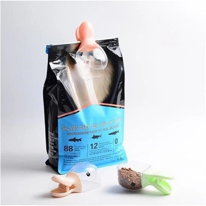 İpek Yıldızı® Ördek Tasarımlı Mandallı Tazelik Koruyan Ölçekli Kuru Mama Kaşığı Mama Ölçeği