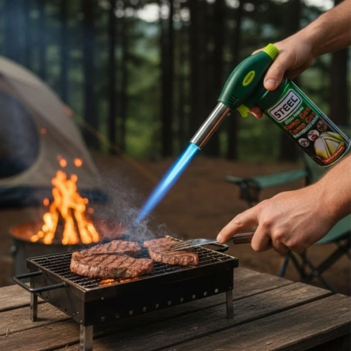 İpek Yıldızı® Outdoor Kamp, Piknik ve Tamir İşleri İçin Kamp Gazı Seti – Taşınabilir Pürmüz Alev Tabancası ve Yüksek Performanslı Gaz Kartuşu