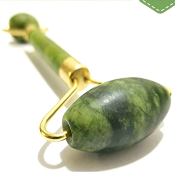 İpek Yıldızı® Özel Süngerli Kutusunda Kırılmaz Çift Taraflı 2li Cilt Yüz Masaj Aleti Jade Roller Yeşim Taş