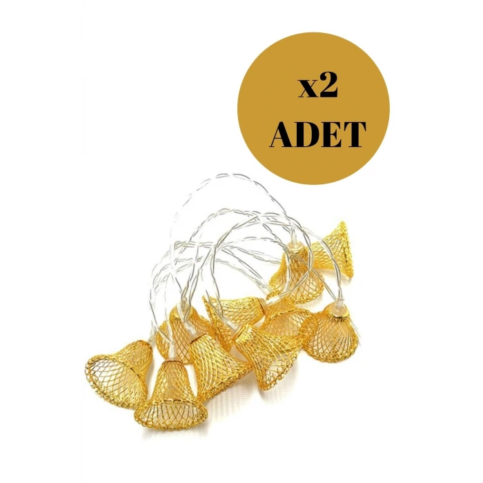 İpek Yıldızı® Parti ve Özel Gün Dekorasyonu Çan Şeklinde Metal Şerit Led Işık