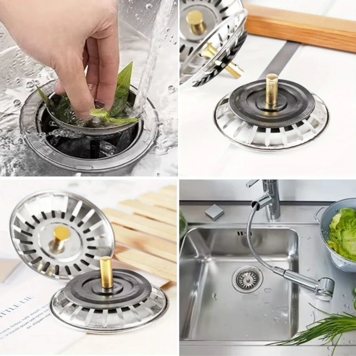 İpek Yıldızı® Paslanmaz Çelik Mutfak Evye Lavabo Süzgeci Lavabo Gideri Atık Gıda Tıpası