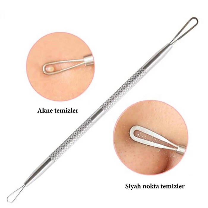 İpek Yıldızı® Paslanmaz Çelik Siyah Nokta Sivilce ve Akne Temizleyici Set 3lü Kit