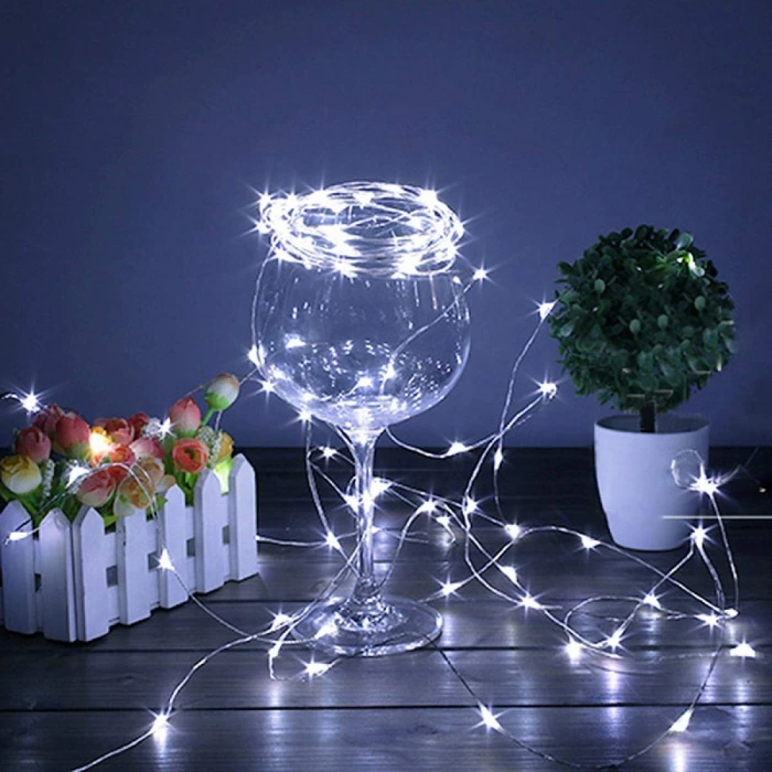 İpek Yıldızı® Pilli Dekoratif Peri Led Işık 10 Metre Beyaz Parti Aydınlatma