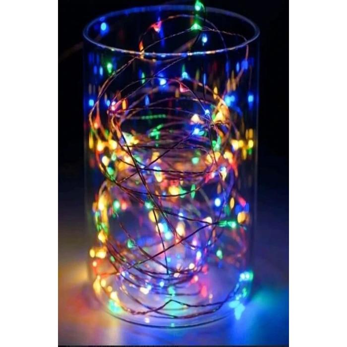 İpek Yıldızı® Pilli Renkli Peri Led Işık Dekoratif Aydınlatma 5 Metre RGB Led