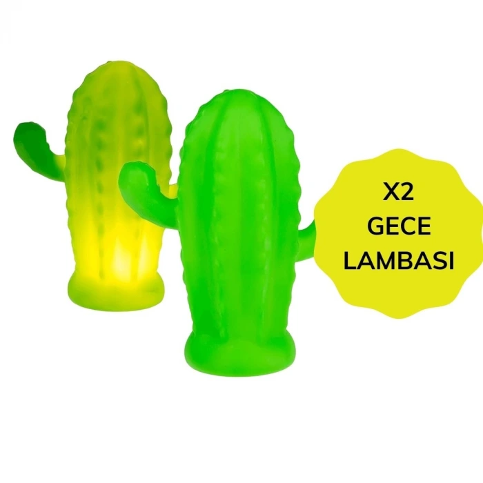 İpek Yıldızı® Pilli Silikon Led Işıklı Sevimli Kaktüs Gece Lambası Aydınlatması