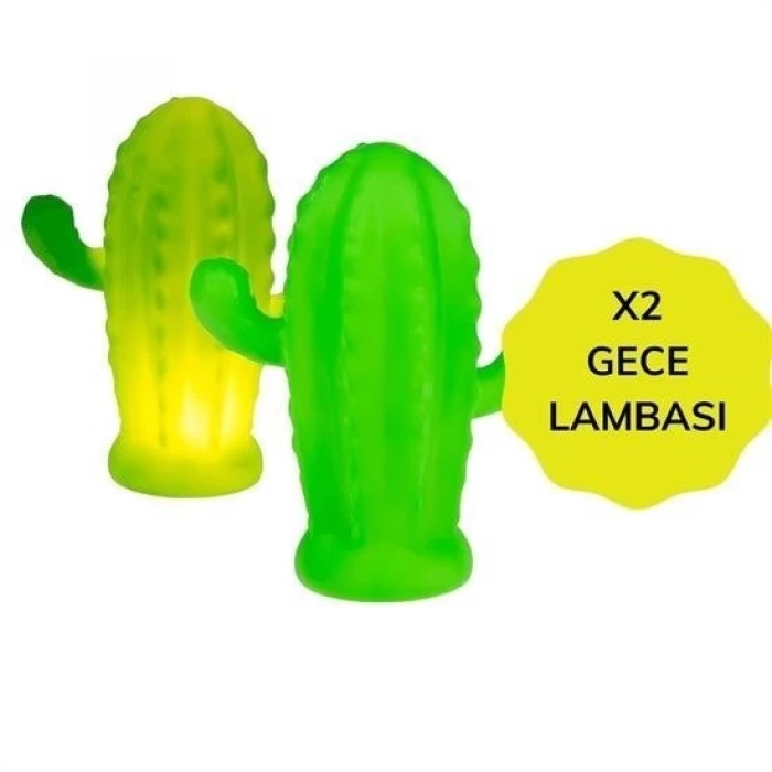 İpek Yıldızı® Pilli Silikon Led Işıklı Sevimli Kaktüs Gece Lambası Aydınlatması
