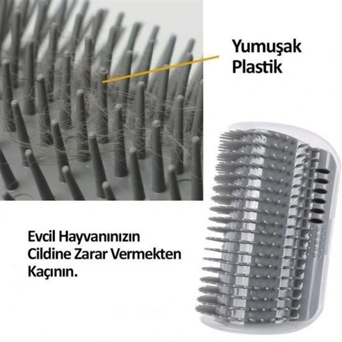 İpek Yıldızı®  Pratik Kedi Tüyü Kaşıma Ve Tarama Aparatı Duvara Monte Kaşıma Aleti