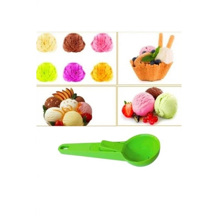 İpek Yıldızı® Pratik Mandallı Plastik Dondurma Servis Sunum Kepçesi Kaşığı