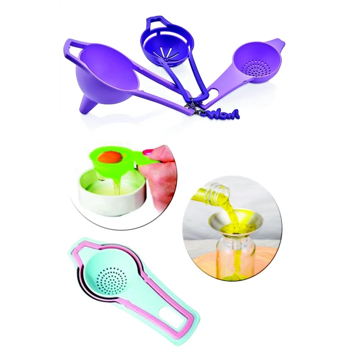 İpek Yıldızı® Pratik Yumurta Süzgeci Mini Süzgeç Huni Seti Hepsi Bir Arada