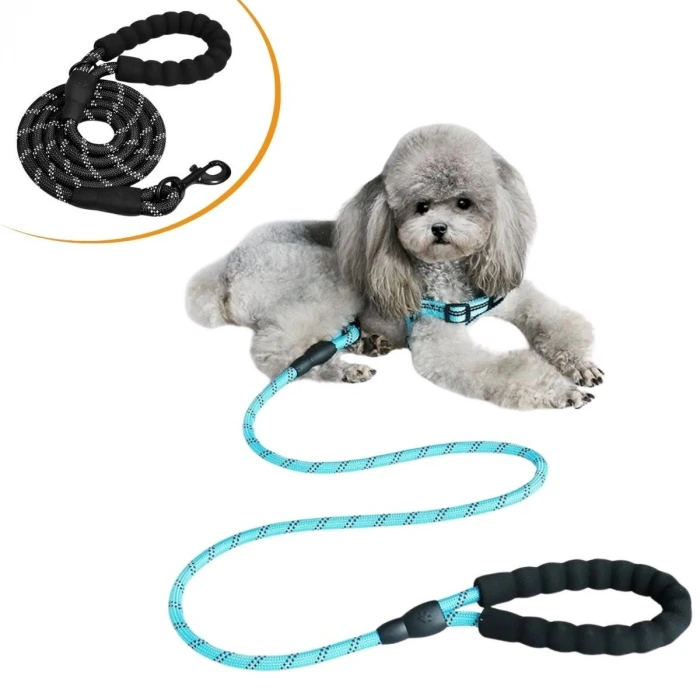 İpek Yıldızı® Reflektörlü Fosforlu Köpek Gezdirme Halatı Tasma Kayışı Metal Kancalı 130 cm