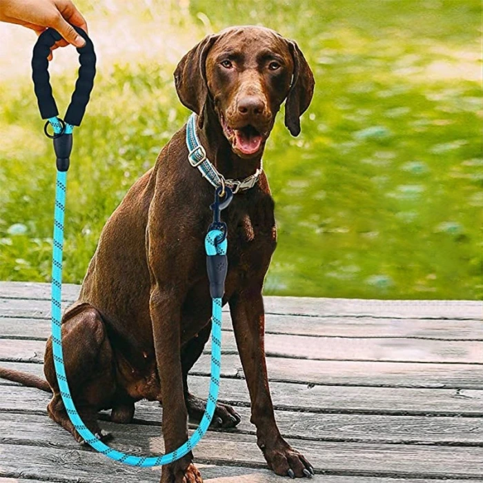 İpek Yıldızı® Reflektörlü Fosforlu Köpek Gezdirme Halatı Tasma Kayışı Metal Kancalı 130 cm