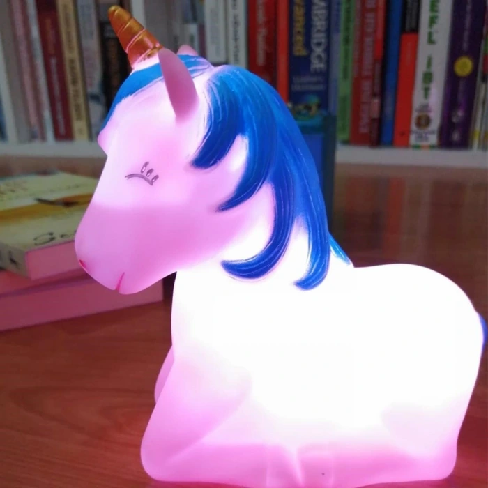 İpek Yıldızı® Renk Değiştiren Unicorn Dekoratif Çocuk Odası Pembe Gece Lambası