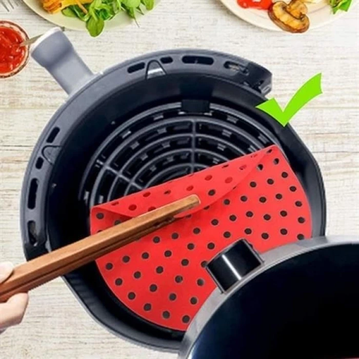 İpek Yıldızı® Renkli Isıya Dayanıklı Yıkanılabilir Silikon Fırın Ve Airfryer Yuvarlak Pişirme Matı 20 Cm
