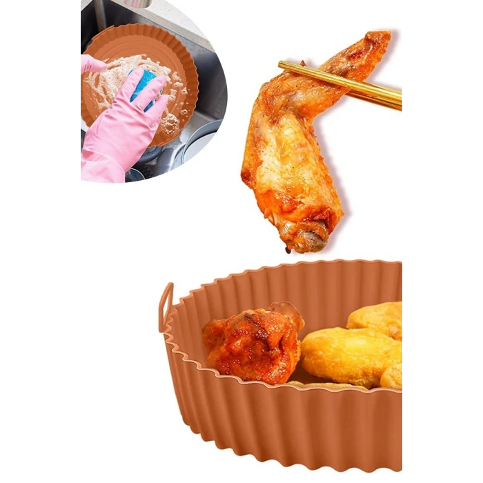 İpek Yıldızı® Renkli Isıya Dayanıklı Yıkanılabilir Silikon Fırın Ve Airfryer Yuvarlak Model Pişirme Matı 20 Cm
