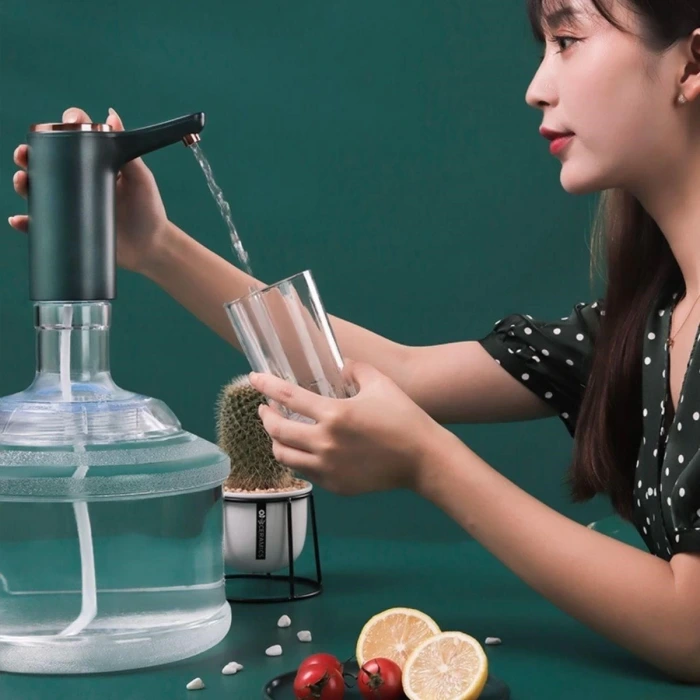 İpek Yıldızı® Retro Model Otomatik Damacana Pompası Aparatı Yeşil Renk Bakır Detaylı